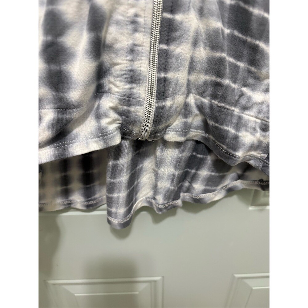 Onque Casual Hoodie Womens Size M Gray Ombre Tie-Dye Zip-Up 3/4 Sleeve - Picture 3 of 9
